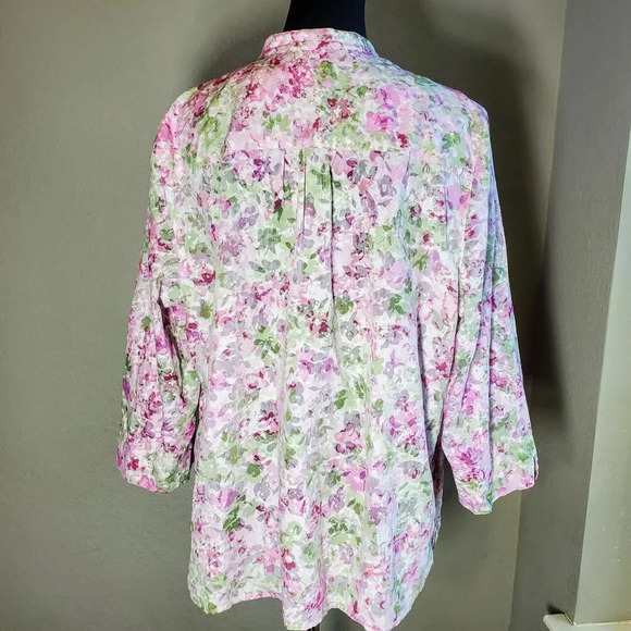 Alfred Dunner Women's Floral Button Down 3/4 Sleeve Top Size 18 - Picture 12 of 12